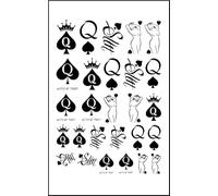 Tatouages Ephemeres Femme "Q" QOS Queen Of Spades Reine de Pic BAB BBC - Mini Tattoo Temporaire Pin Up HotWife Cocu Cuckold - NailArt Ongle et corp Sexy Coquin Libertin (x39)