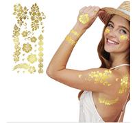 FIESTAS GUIRCA - TATOUAGES ÉPHÉMÈRES FLEURS HIBISCUS OR BRILLANT