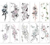 Tatouages Éphémères Floraux Imperméables, Peints À La Main, Pour Un Art Corporel Durable. 210 * 100mm