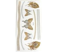 Tatouages éphémères métallique or papillon chaine