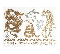 Tatouages éphémères métallique or tigre dragon