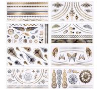 Tatouages éphémères - Non spécifié - 8 Planches - 21x10 cm - Métalliques brillants - Motifs variés