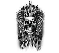 Tatouages Éphémères Tête De Mort Couronne 14x30cm Noir