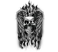 Tatouages Éphémères Tête De Mort Couronne 14x30cm Noir
