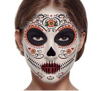 TATOUAGES ÉPHÉMÈRES VISAGE CATRINA 30X14CM Noir