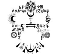 Tatouages Éphémères Visage Inscriptions Sataniques Noir