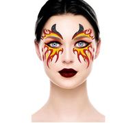 TATOUAGES ÉPHÉMÈRES VISAGE PAILLETÉ FLAMMES 20CM Rouge, Bordeaux