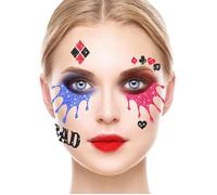 TATOUAGES ÉPHÉMÈRES VISAGE PAILLETÉ QUINZEL 20CM Rouge, Bordeaux