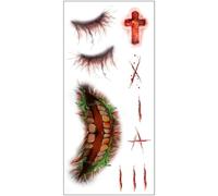 Tatouages Éphémères Visage Zombie Possédé Horreur Rouge