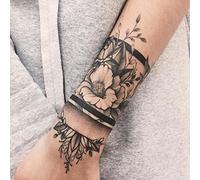 Tatouages floraux temporaires adultes pour femmes Tatouage temporaire réaliste Faux tatouage Fleurs (Autocollant de tatouages temporaires 16)