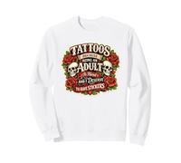 Tatouages Humour Adulte Crâne Rose Art Sweatshirt