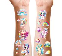 Tatouages Licorne pour Filles, Lot De 12 Faux Tattoos Pailletés pour Cadeaux d'Anniversaire d'Enfants, Tatouages Unicorn Doux Pour La Peau
