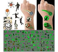 Tatouages Lumineux Pour Enfants, 200 PCS Autocollants Temporaires De Tatouages Lumineux Sur Le Thème Du Football Et Du Basketball, Tatouages Qui Brillent Dans Le Noir Pour Garçons Et Filles