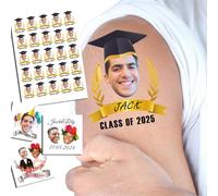 Tatouages personnalisés temporaires 1.2/1.6/1.9/2.4 pouces personnalisés tatouages nom logo visage photo pour adultes mariage anniversaire fête de la sainte-valentine visage amusant (Style 4)
