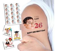 Tatouages personnalisés temporaires 1.2/1.6/1.9/2.4 pouces personnalisés tatouages nom logo visage photo pour adultes mariage anniversaire fête de la sainte-valentine visage amusant (Style 3)