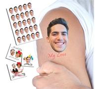 Tatouages personnalisés temporaires 1.2/1.6/1.9/2.4 pouces personnalisés tatouages nom logo visage photo pour adultes mariage anniversaire fête de la sainte-valentine visage amusant (Style 1)