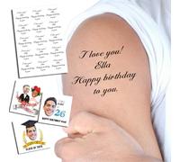 Tatouages personnalisés temporaires 1.2/1.6/1.9/2.4 pouces personnalisés tatouages nom logo visage photo pour adultes mariage anniversaire fête de la sainte-valentine visage amusant (Style 10)