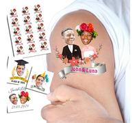 Tatouages personnalisés temporaires 1.2/1.6/1.9/2.4 pouces personnalisés tatouages nom logo visage photo pour adultes mariage anniversaire fête de la sainte-valentine visage amusant (Style 5)