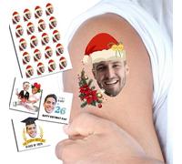 Tatouages personnalisés temporaires 1.2/1.6/1.9/2.4 pouces personnalisés tatouages nom logo visage photo pour adultes mariage anniversaire fête de la sainte-valentine visage amusant (Style 7)