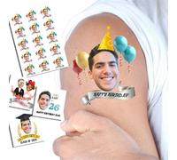 Tatouages personnalisés temporaires 1.2/1.6/1.9/2.4 pouces personnalisés tatouages nom logo visage photo pour adultes mariage anniversaire fête de la sainte-valentine visage amusant (Style 6)