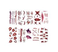 Tatouages Plaies Halloween Sang Réaliste Cicatrice Adulte | Effets blessures réalistes, imperméables, faciles à appliquer, parfaits pour cosplay horreur.(10pcs rc C)