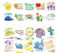 Tatouages religieux temporaires chrétiens de Pâques feuilles de tatouage individuel verset de la Bible autocollants pour le corps Accessoires de costume pour fête catholique Décoration Cadeaux