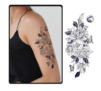 Tatouages Semi-Permanents de Fleurs CHARLENT pour Femmes - Faux Tatouages de Roses qui Durent 2 Semaines pour Femmes, Bras, Corps/S'estompe Naturellement/Sans reflet/Imperméable/Réaliste