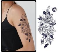 Tatouages ¿¿Semi-Permanents De Fleurs Pour Femmes-Faux Tatouages ¿¿De Roses Qui Durent 2 Semaines Pour Femmes,Bras,Corps/S'estompe Naturellement/Sans Reflet/Imperméable/Réaliste