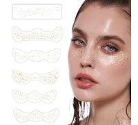 Tatouages Taches de Rousseur Pailletés,6pcs Visage Éphemere Tatouages,Glitter Stickers,Patchs de Maquillage à Paillettes pour Visage,Tatouages Temporaires,Tatouages Dorés à Paillettes pour Visage