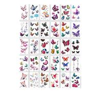 Tatouages. Tatouages Temporaires, 30 Feuilles 3D Papillon Coloré Autocollants De Tatouage Temporaire Minuscule Clavicule Épaule Poignet Cheville Réaliste Faux Tatouage Kit