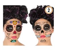 Tatouages Temporaire Visage : Dia De La Muerte Adulte set de deux différents