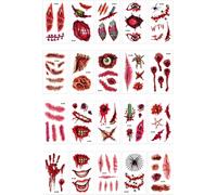 Tatouages ¿¿Temporaires (20 Feuilles), Blessure Halloween Tatouages, Halloween Zombie Scars Tatouages ¿¿Autocollants Avec Fake Scab Blood Spécial Costume Maquillage Props[Z1463]