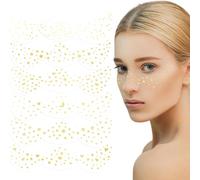 Tatouages Temporaires 6 Autocollants De Taches De Rousseur À Paillettes, Patchs De Taches De Rousseur Artificielles Métalliques Lumineux, Maquillage Du Visage En Feuille D'or Scintillant