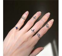 Tatouages temporaires à base de plantes, imperméables, petits motifs pour les doigts et le dos des mains, longue durée 2 semaines, faux tatouages