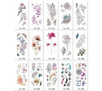 Tatouages Temporaires À Motif Floral Noir Pour Femmes, Petits Motifs, Résistants À L'Eau Et À La Transpiration. 90 * 190mm A088