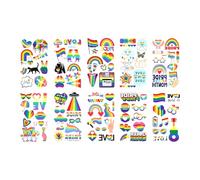 Tatouages temporaires arc-en-ciel imperméables 10 designs pailletés pour événements queer décorations fêtes d'anniversaire faveur iridescents tatouages temporaires