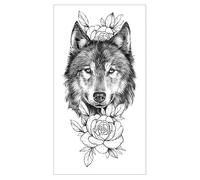 Tatouages temporaires Autocollants de tatouage européens et américains bras petit bras complet autocollants de tatouage temporaire tête de loup autocollants de tatouage étanches 114 * 210mm