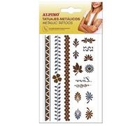 Tatouages temporaires de Couleurs métalliques alpines | Autocollants corporels Amovibles pour Enfants et Adultes | Tatouages de Couleur métallique Amovibles : Or et Argent