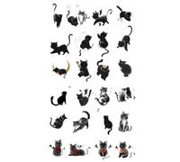 Tatouages temporaires de fleur de chat noir for femmes et hommes, autocollants de tatouage imperméables de dessin animé de chaton de bras d'homme, faux tatouage durable d'art(2Pcs)