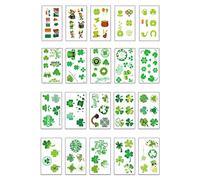 Tatouages temporaires de la Saint-Patrick, autocollant de tatouage temporaire la Saint-Patrick tatouage trèfle irlandais pour le décor la - 20 feuilles