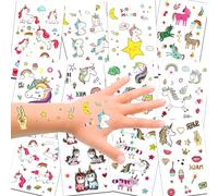 Tatouages Temporaires De Licornes, Tatouages Éphémères Enfants, Anniversaire Licorne D'enfant Tatouage, Petit Cadeau Pinata, Motifs Avec Accessoired De Licornes Pour Filles[Z1284]