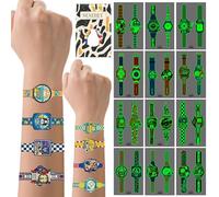 Tatouages Temporaires De Montres Pour Enfants, 24 PCS Tatouages Lumineux D'océan Pour Enfants, Tatouages Qui Brillent Dans Le Noir Pour Garçons Et Filles,Tatouages Lumineux Pour Les Cadeaux D'enfants