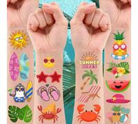 Tatouages temporaires d'été - 60 pièces Décorations de fête d'été Idée cadeau pour enfants Jeunesse Garçon Fille Adulte Plage Mer Favoris de fête d'été Accessoires Fournitures de fête Aloha Hawaii Thè