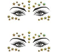Tatouages Temporaires En Forme De Visage De Sirène Pour Femme-Cosplay-Halloween-Rave Club-Costume De Club De Rave-Cadeau Pour Enfants-Tatouages Temporaires-Festival (Doré A)