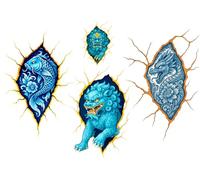 Tatouages temporaires en marbre Dragon, Koi & Lion - 2 feuilles A5 - Illusion d'optique - Inspiré des mythes asiatiques Inkwear