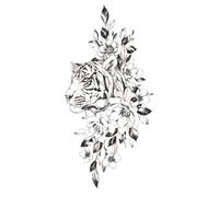 Tatouages temporaires for femmes, autocollant de tatouage, tigre anémone, demi-manche