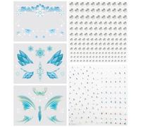 Tatouages Temporaires Glace Princesse Flocon de Neige Tatouages Frozen Tatouage Visage Pierres Scintillantes Maquillage pour Enfants et Adultes pour Halloween, Carnaval et Soirées à Thème
