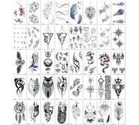 Tatouages Temporaires Imperméables, Frais Et Simples, Avec Papillons, Fleurs, Lignes, Animaux, Fleurs Lacustres Noires Et Colorées. 60 * 105mm A062