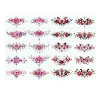 Tatouages Temporaires Imperméables, Lot De 20 Feuilles, Motif Rose, Fleur, Papillon, Cicatrices