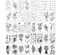 Tatouages Temporaires Imperméables, Motif Fleurs Et Papillons, Petits Motifs, 40 Feuilles
